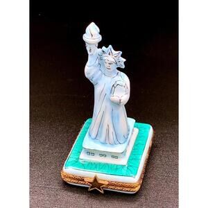 Authentic Limoges France Peint Main Statue of Liberty Trinket Box – Hand Painted